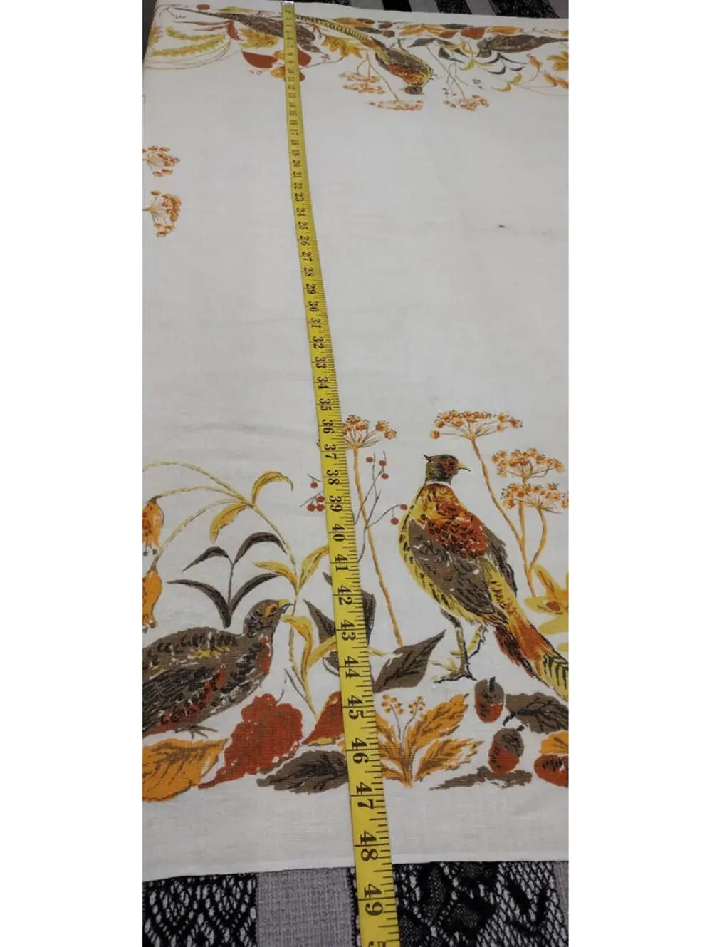 Virginia Zito 40s 50s Birds Large Tablecloth 48 x 48 inches RARE MUSEUM WORTHY
